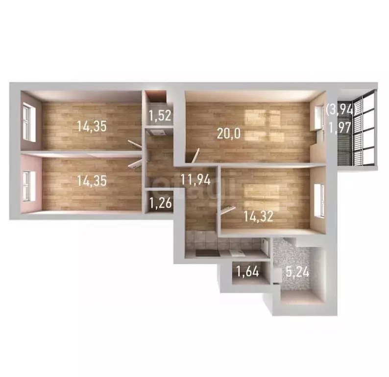 3-к кв. Татарстан, Казань проезд Яраткан, 5А (87.54 м) - Фото 0