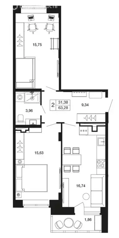 2-комнатная квартира: Апрелевка, жилой комплекс Времена Года, к12 ... - Фото 1