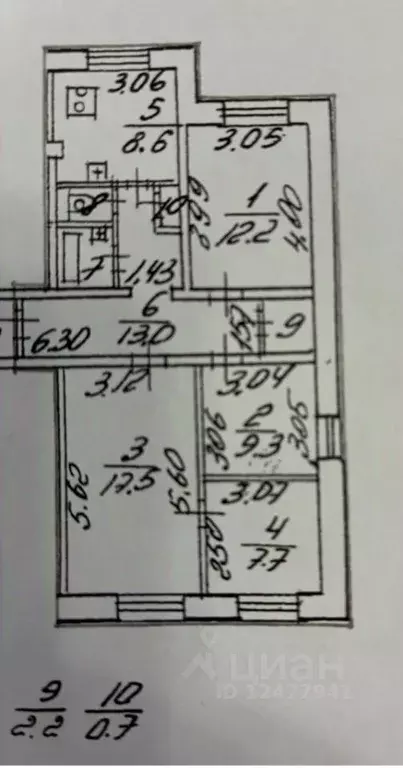 3-к кв. Санкт-Петербург ул. Кржижановского, 7 (75.0 м) - Фото 2