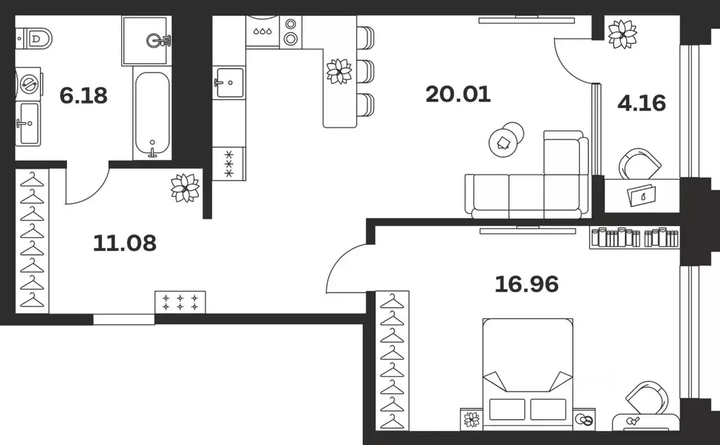 1-к кв. Тульская область, Тула ул. Болотникова, 4 (58.39 м) - Фото 1