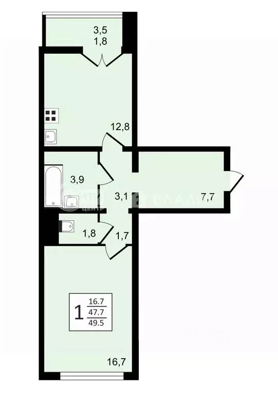 1-к кв. Воронежская область, Воронеж ул. Загоровского, 9/3 (49.4 м) - Фото 0