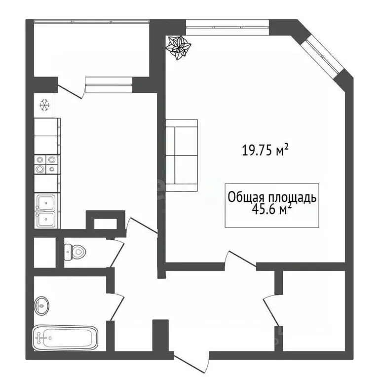 2-к кв. Новосибирская область, Новосибирск ул. Толбухина, 41 (45.6 м) - Фото 1