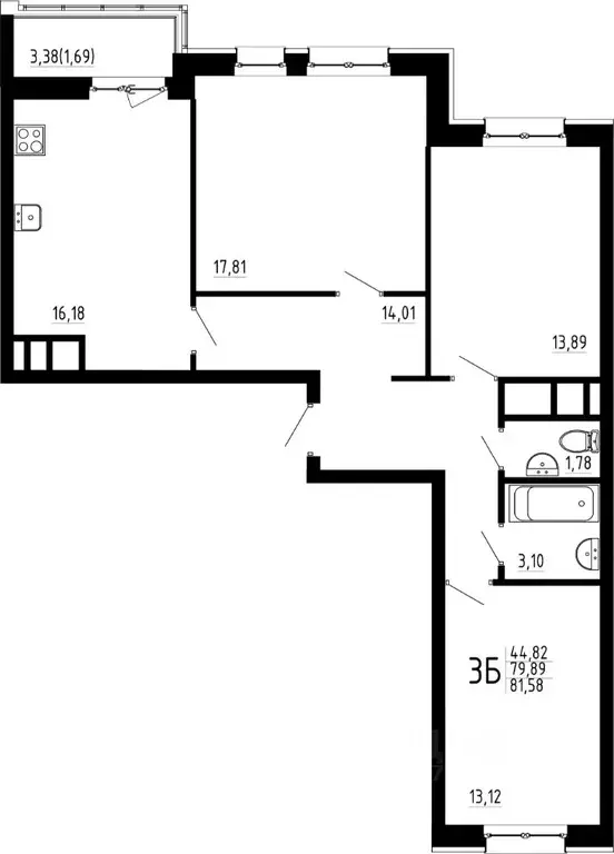 3-к кв. Татарстан, Казань Притяжение жилой комплекс, 2 (81.58 м) - Фото 0