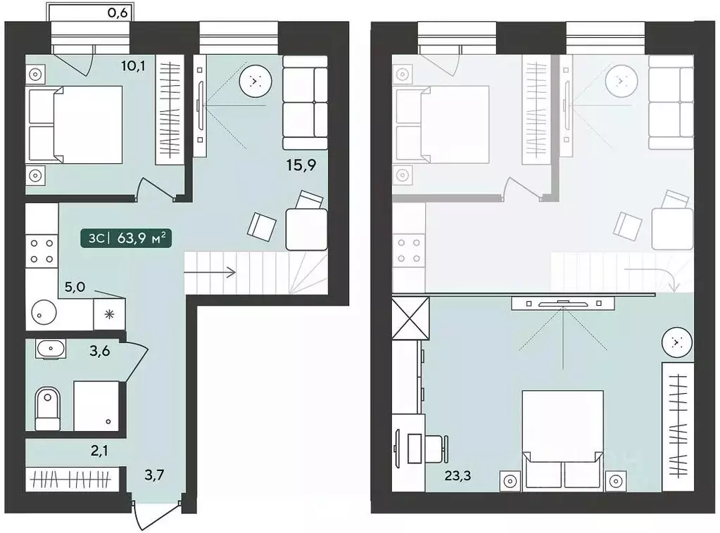 3-к кв. Новосибирская область, Мошковский район, пос. Октябрьский ... - Фото 1