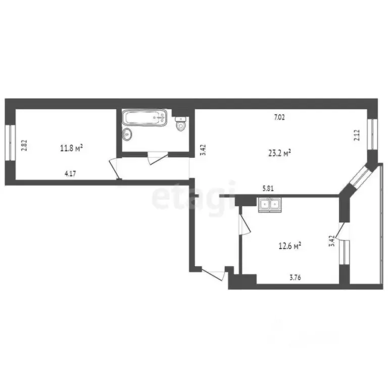 2-к кв. Ханты-Мансийский АО, Сургут Университетская ул., 25/1 (61.2 м) - Фото 1