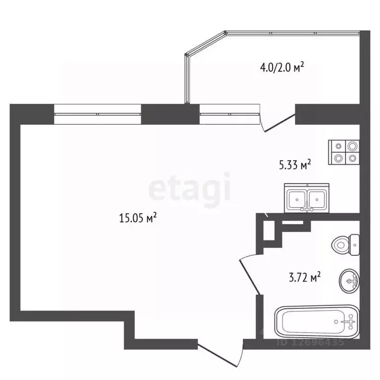 Студия Москва ул. Харлампиева, 50к2 (28.7 м) - Фото 1