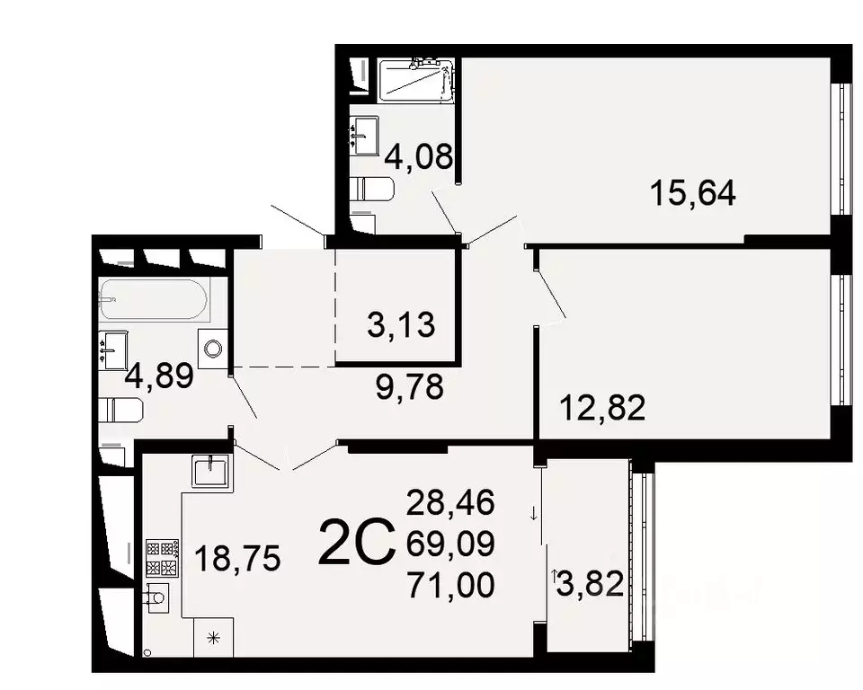 2-к кв. Рязанская область, Рязань Льговская ул., 8 (69.09 м) - Фото 0