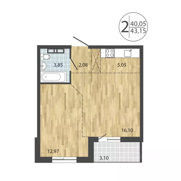 2-к кв. Иркутская область, Иркутск Лермонтов парк жилой комплекс ... - Фото 1