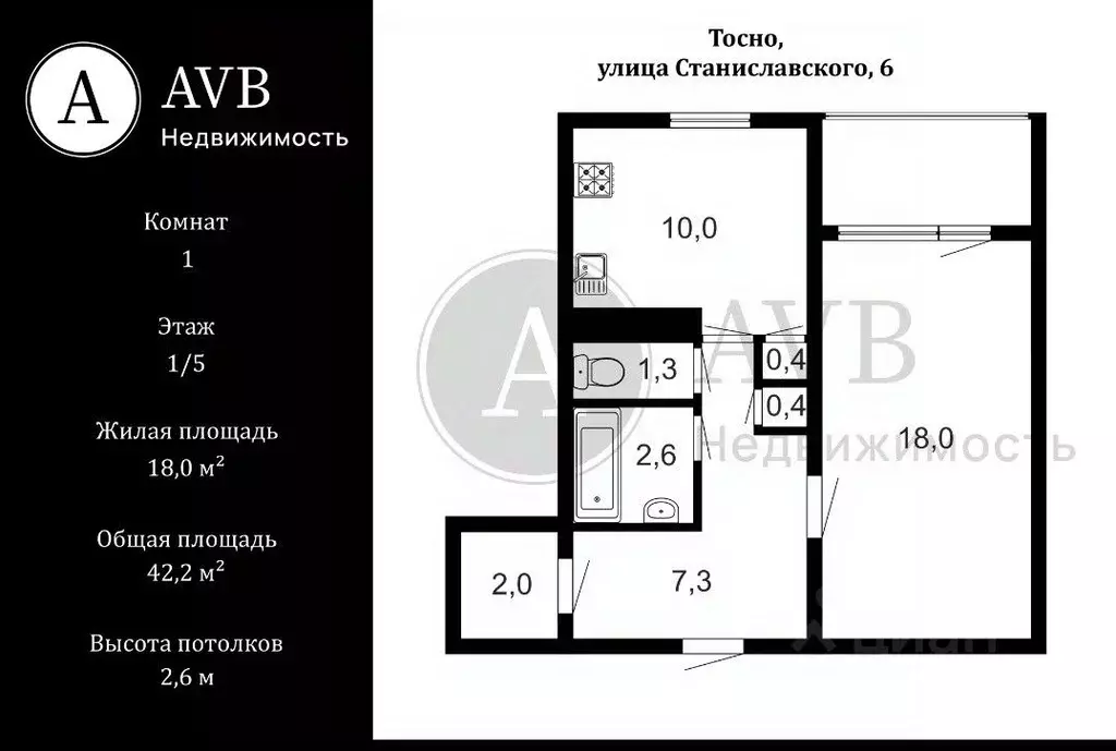1-к кв. Ленинградская область, Тосно г. Тосненский район, Тосненское ... - Фото 2