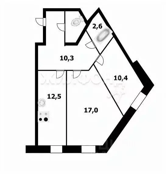 2-к кв. Новосибирская область, Новосибирск ул. Королева, 10/1 (54.5 м) - Фото 0