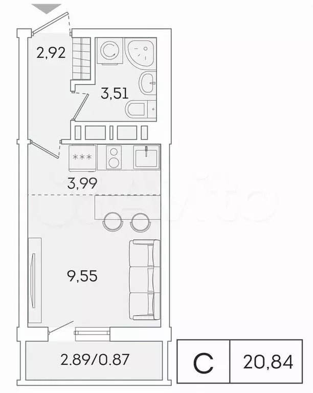 Квартира-студия, 19,9 м, 14/16 эт. - Фото 0