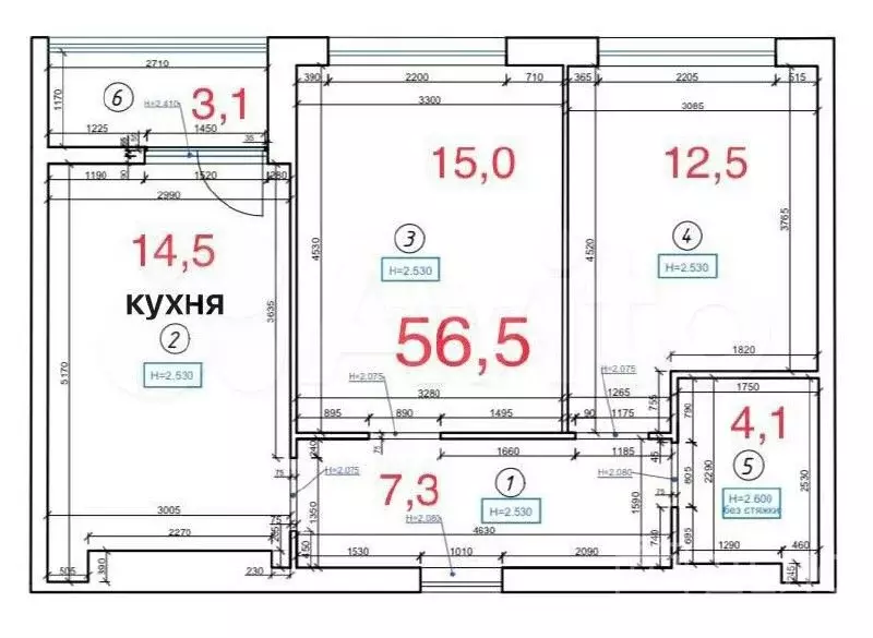 2-к. квартира, 56,5 м, 22/27 эт. - Фото 0