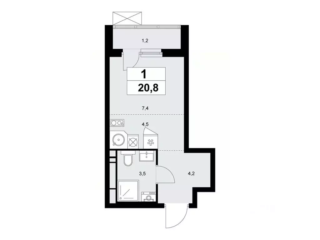 Студия Москва Прокшино жилой комплекс, к11.1.2 (20.8 м) - Фото 0