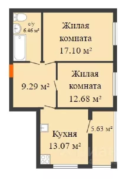 2-к кв. Нижегородская область, Кстово  (64.24 м) - Фото 0