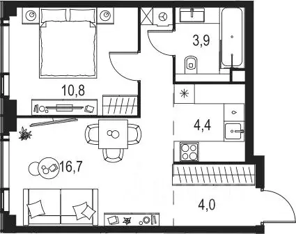 2-к кв. Москва Озерная ул., 1к1/2 (40.1 м) - Фото 1