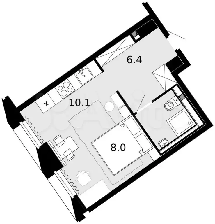 1-к. квартира, 27,6 м, 20/21 эт. - Фото 0