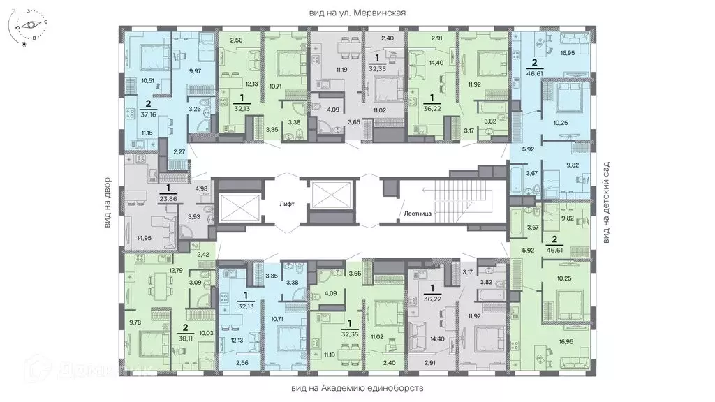 2-комнатная квартира: Рязань, улица Александра Полина, 3 (46.61 м) - Фото 1