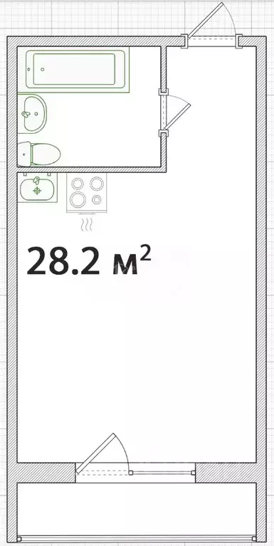 Студия Новосибирская область, Новосибирск ул. Виктора Уса, 4 (28.2 м) - Фото 1