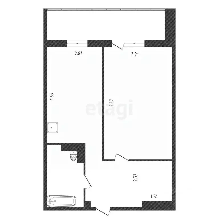 1-к кв. Красноярский край, Красноярск наб. Ярыгинская, 21 (45.0 м) - Фото 1