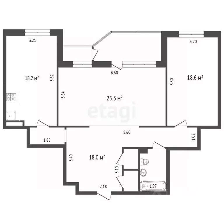 2-к кв. Крым, Симферополь бул. Ивана Франко (91.3 м) - Фото 1