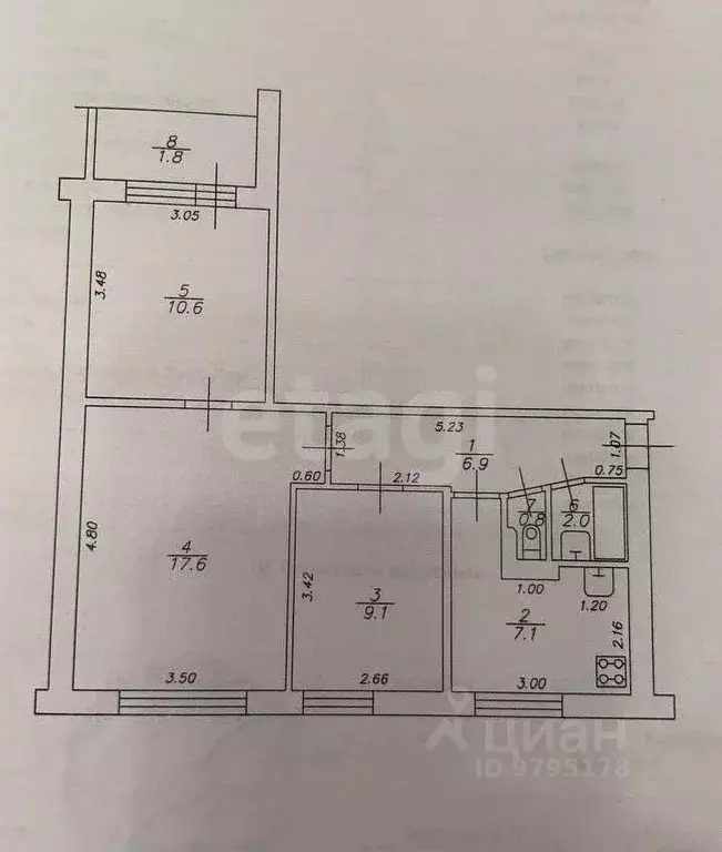 3-к кв. Татарстан, Казань ул. Карбышева, 33 (54.1 м) - Фото 2