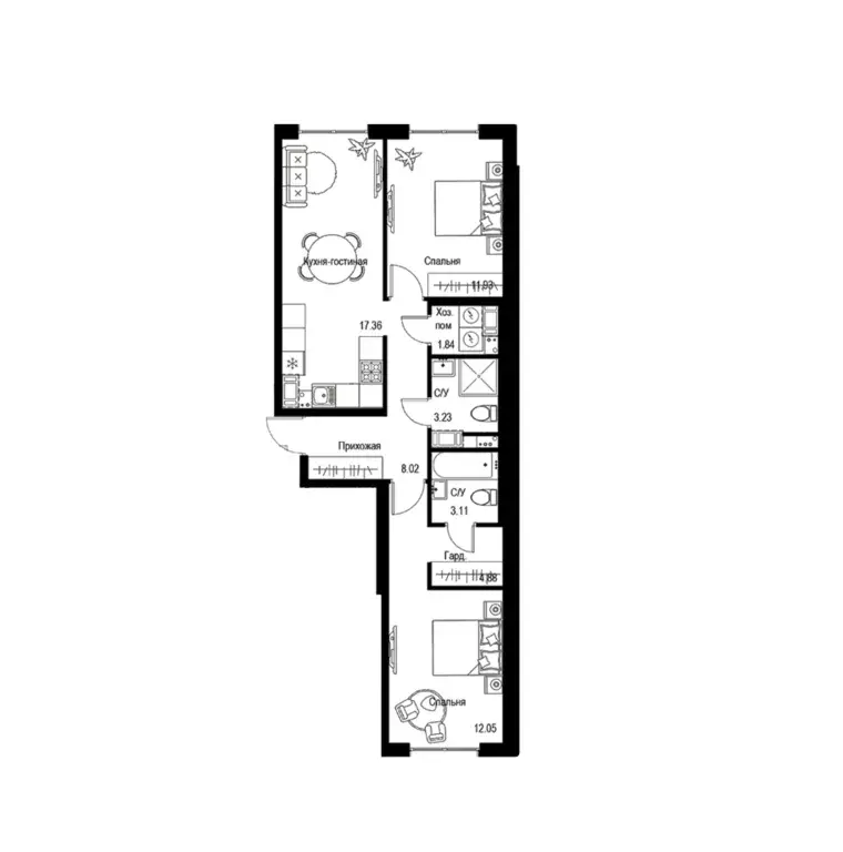 Продаётся 2-к квартира, 62.42 м - Фото 0