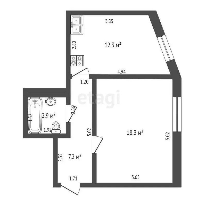 1-комнатная квартира: Туапсе, улица 8 Марта, 4А (40.7 м) - Фото 0