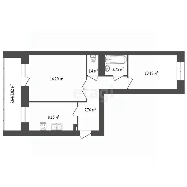 2-к кв. Вологодская область, Череповец ул. Раахе, 48Б (46.9 м) - Фото 1