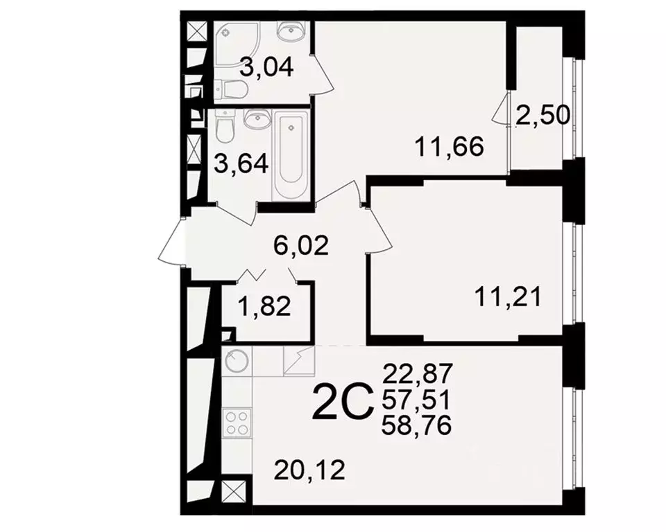 2-к кв. Рязанская область, Рязань ул. Чкалова (57.51 м) - Фото 1
