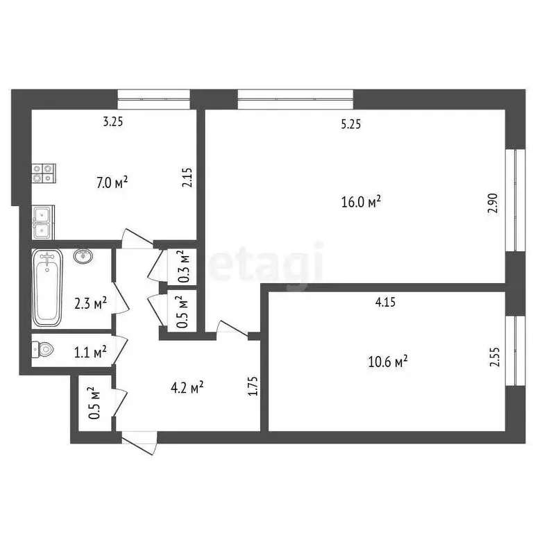 2-комнатная квартира: Нерчинск, Ленская улица, 55 (42.7 м) - Фото 1
