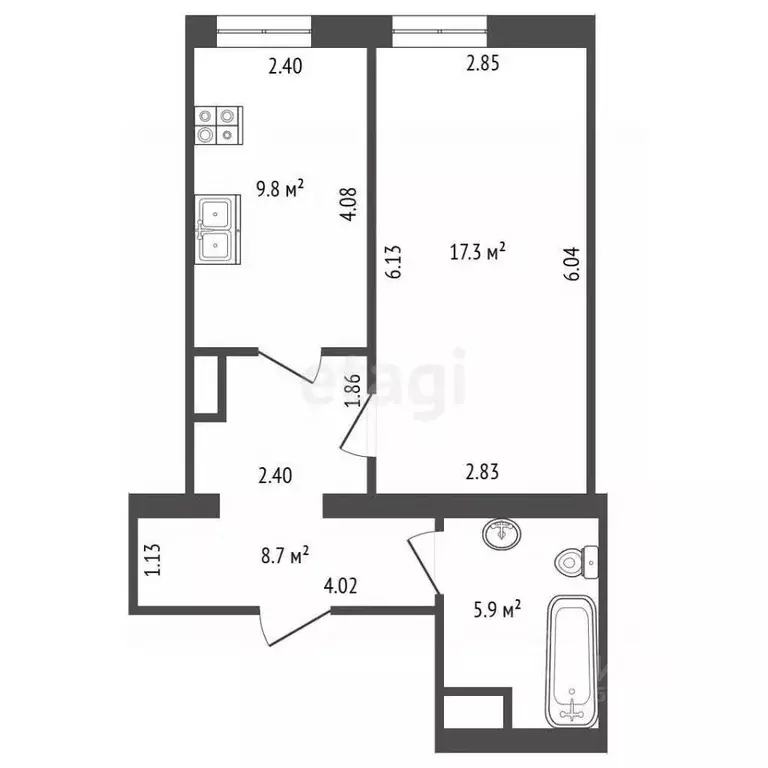 1-к кв. Санкт-Петербург, Санкт-Петербург, Пушкин Захаржевская ул., 14 ... - Фото 2