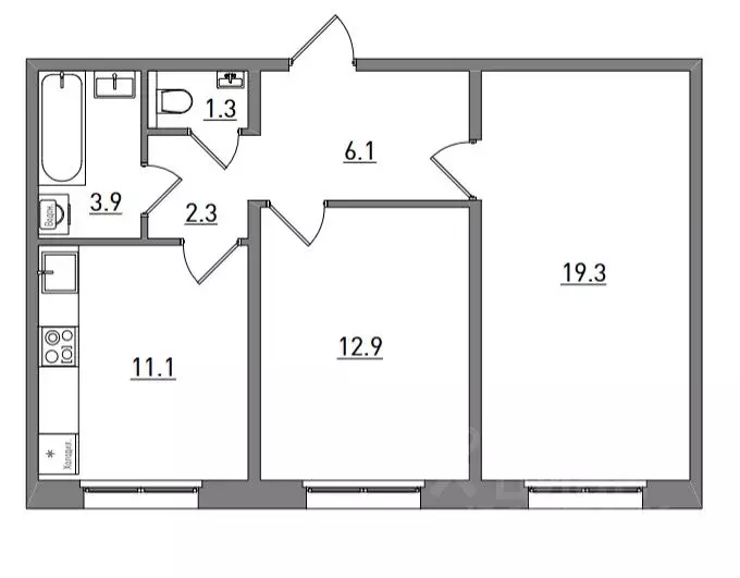 2-к кв. Кировская область, Киров ул. Чистопрудненская, 13А (56.9 м) - Фото 1