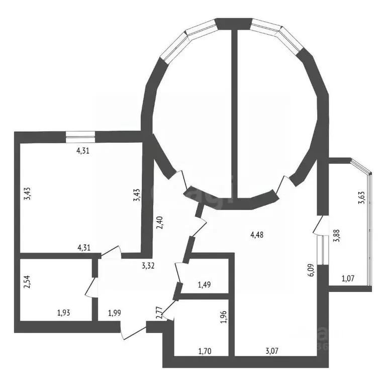 2-к кв. Амурская область, Благовещенск Октябрьская ул., 197 (78.0 м) - Фото 2