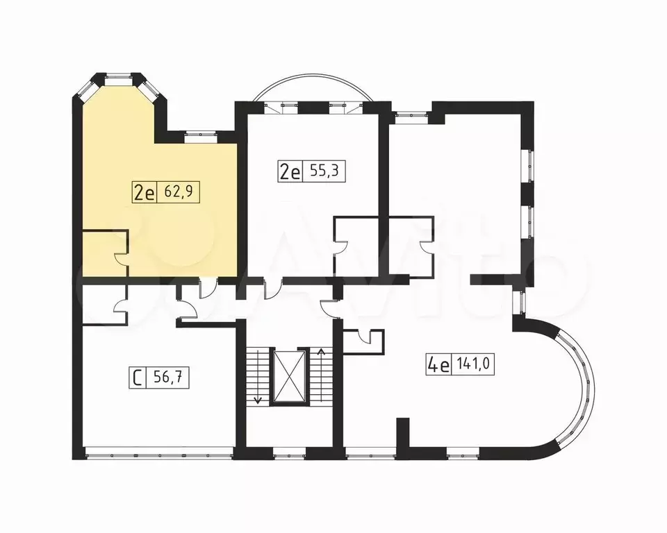 1-к. квартира, 62,9 м, 2/8 эт. - Фото 1