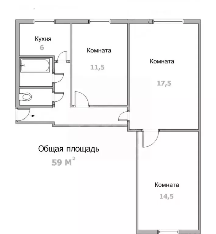 3-к кв. Тульская область, Тула ул. Пузакова, 1 (63.2 м) - Фото 1