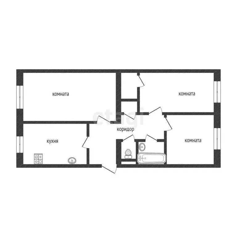 Квартира, 3 комнаты, 71 м - Фото 0