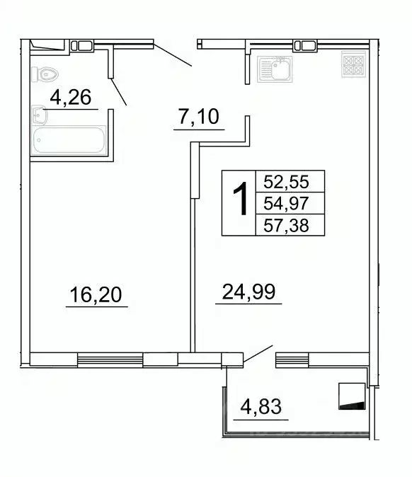 1-к кв. Самарская область, Самара ул. Дыбенко, 5 (57.33 м) - Фото 0