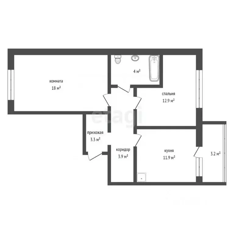 2-к кв. Кемеровская область, Кемерово 55-й мкр, 9 (58.5 м) - Фото 1