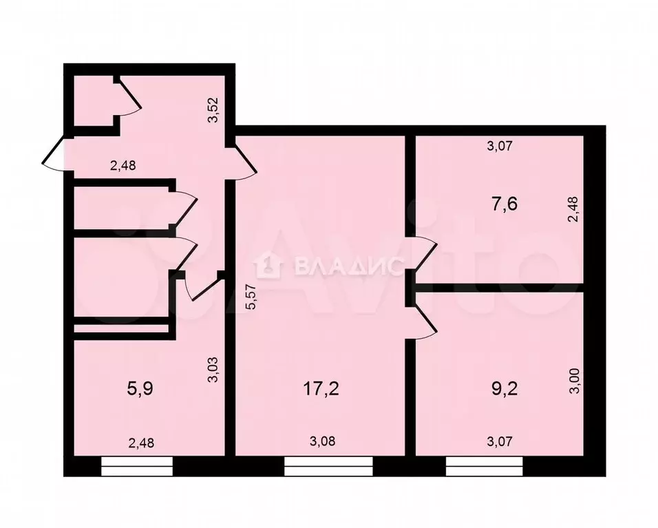 3-к. квартира, 49,3 м, 1/5 эт. - Фото 0