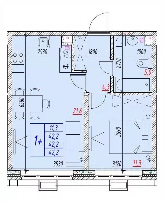 2-к кв. Астраханская область, Астрахань ул. Бэра, 29 (42.2 м) - Фото 2
