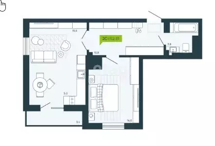 Продаётся 2-к квартира, 52.81 м - Фото 1
