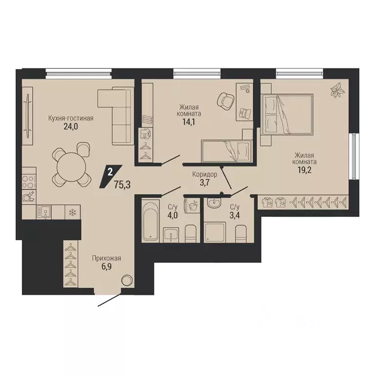 3-к кв. Свердловская область, Екатеринбург Эльмаш жилрайон, К100 жилой ... - Фото 2