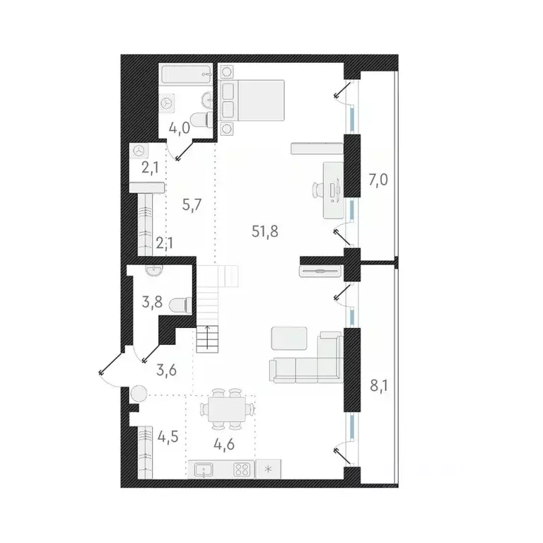 2-к кв. Новосибирская область, Новосибирск ул. Аэропорт, 64 (101.8 м) - Фото 0