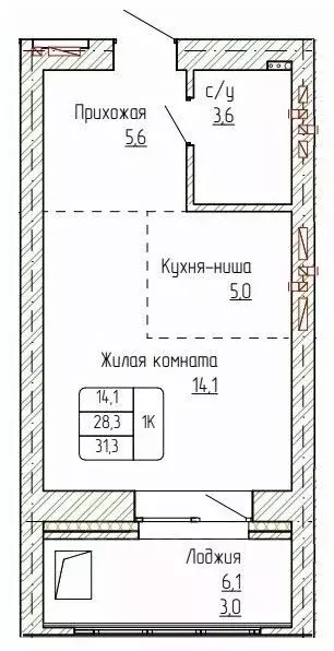 1-к кв. Алтайский край, Новоалтайск ул. Титова, 6 (31.3 м) - Фото 0