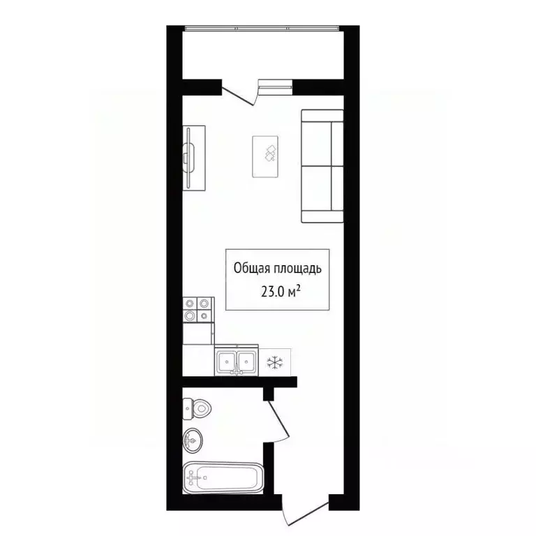 Студия Новосибирская область, Новосибирск ул. Забалуева, 90 (23.0 м) - Фото 2