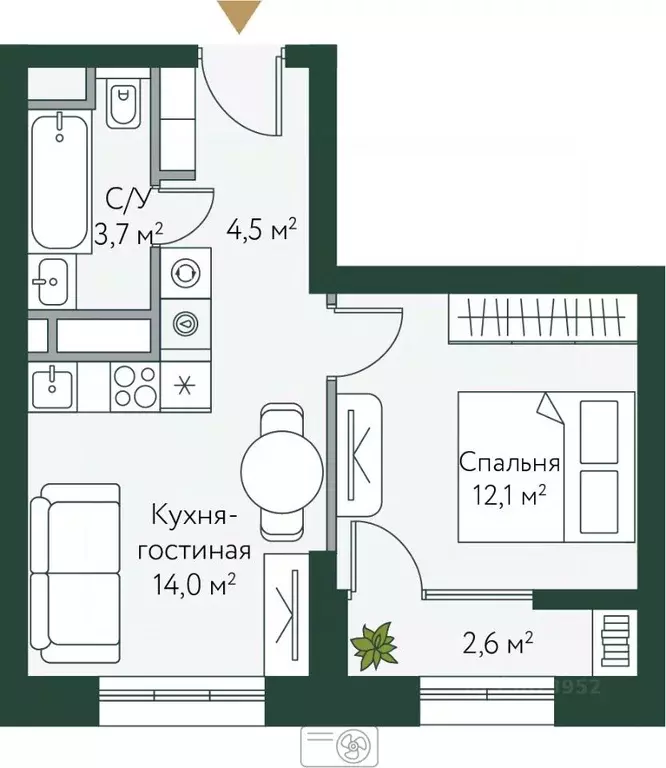 1-к кв. Волгоградская область, Волгоград Новосибирская ул., 74с1 ... - Фото 0