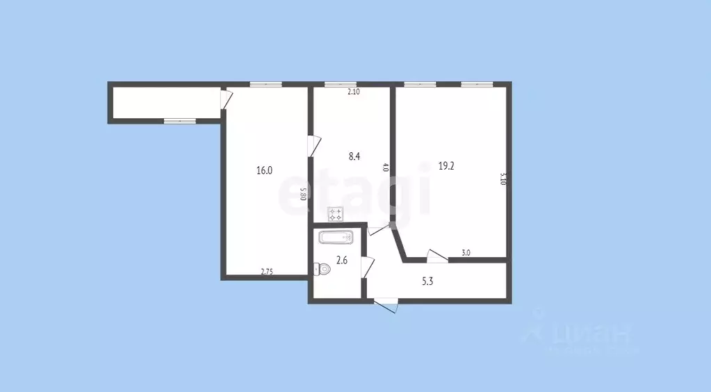2-к кв. Карачаево-Черкесия, Черкесск Фабричная ул., 120 (52.0 м) - Фото 1