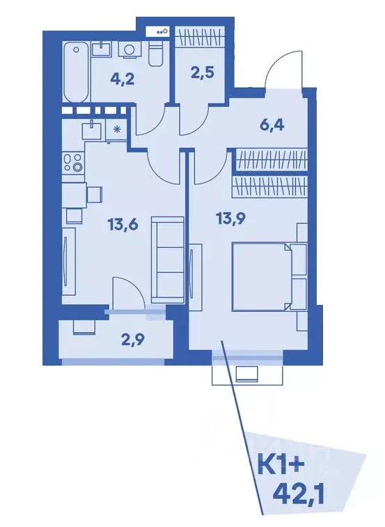 1-к кв. Пермский край, Пермь Бахаревка мкр,  (42.1 м) - Фото 1
