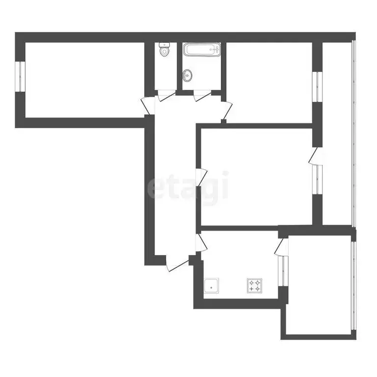 3-комнатная квартира: Тюмень, Шаимский проезд, 14 (59.4 м) - Фото 1