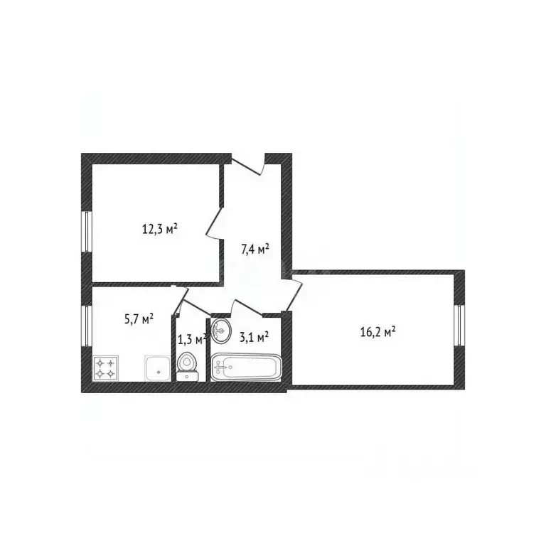 2-к кв. Брянская область, Брянск ул. Пушкина, 19 (46.0 м) - Фото 1